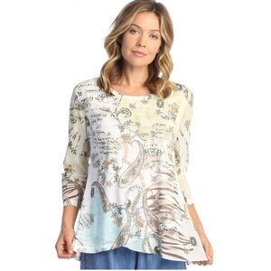 Jess & Jane Burnout Tunic with Mesh Contrast 3X Floral Paisley